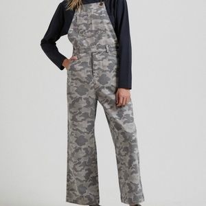 Afends Size S Women's Denim Faded Camo Overalls Organic Cotton